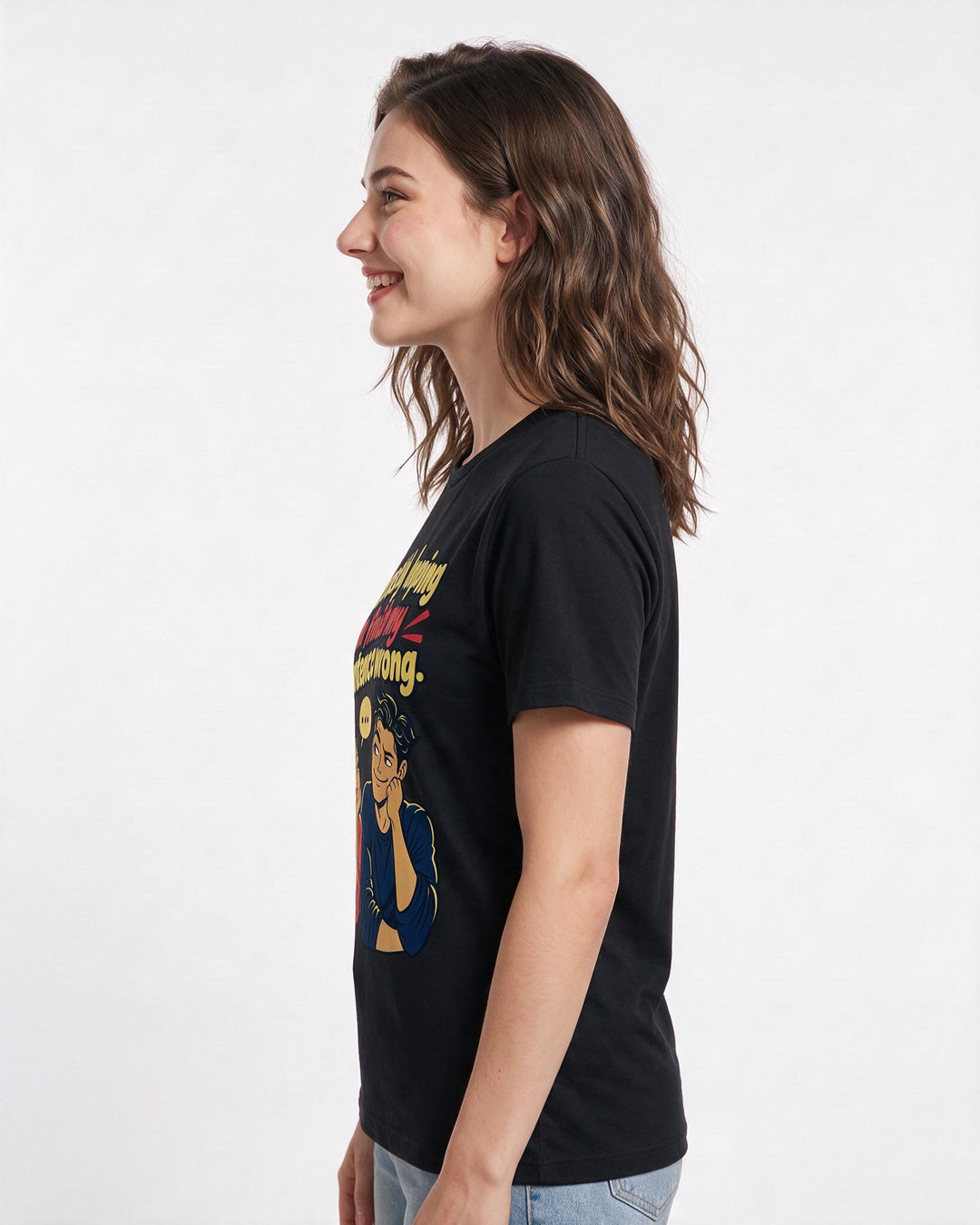 Couples Black T-Shirt for Women – Everyday Expression Graphic Tee product image 2