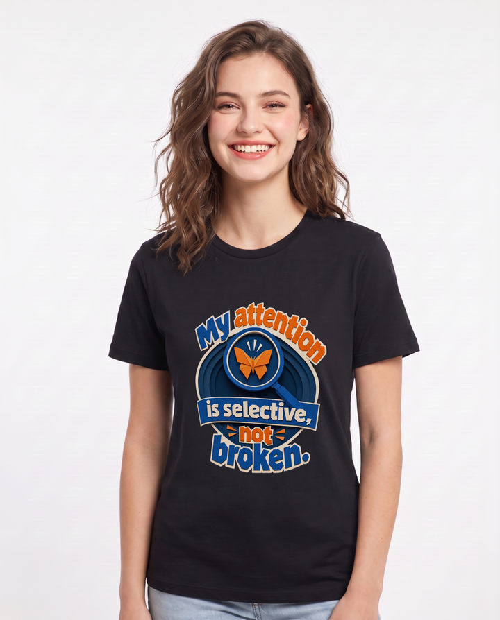 Neurodiversity Black T-Shirt for Women – Everyday Expression Graphic Tee product image 3