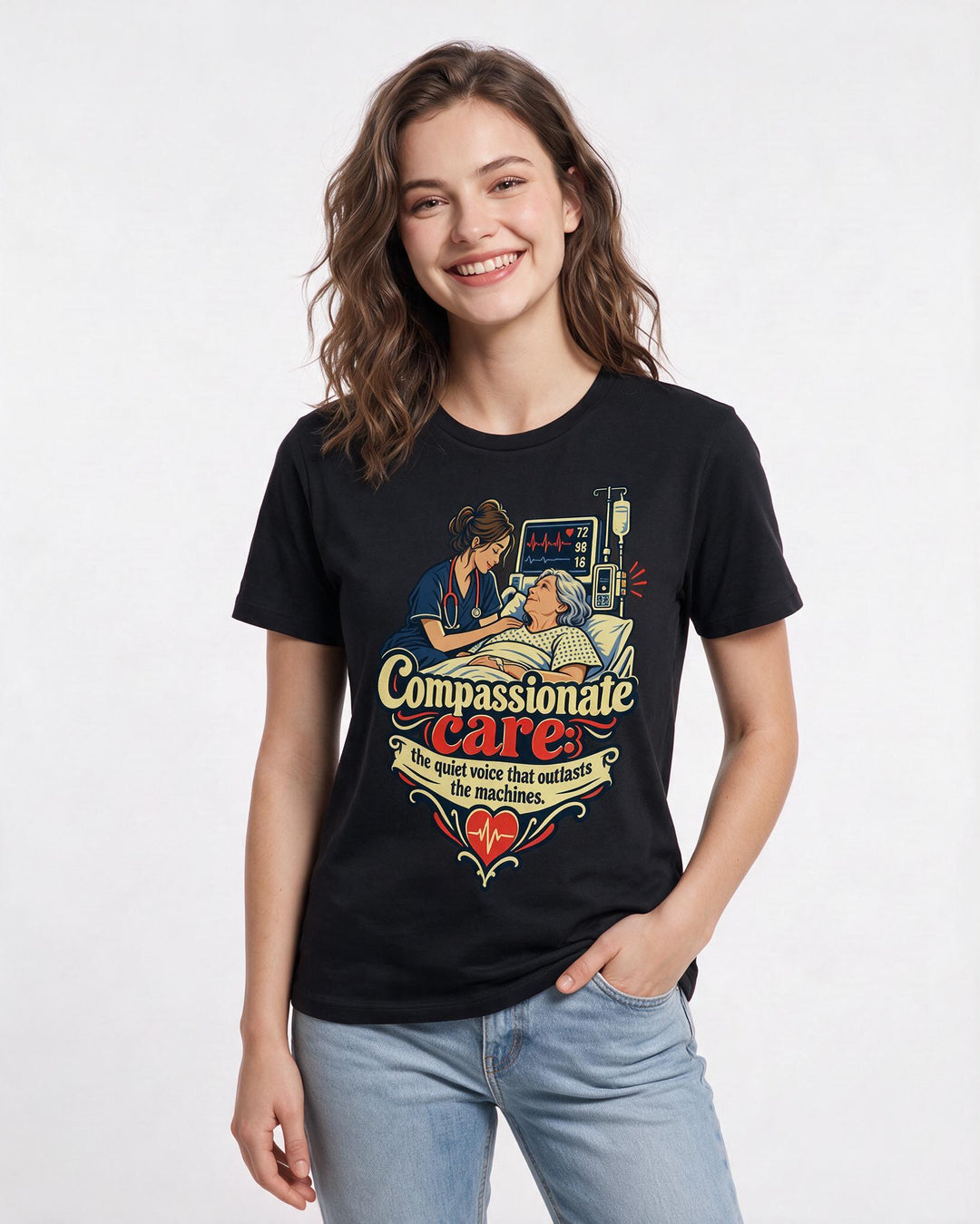 Nurse Black T-Shirt for Women – Nursing Life Graphic Tee product image 1