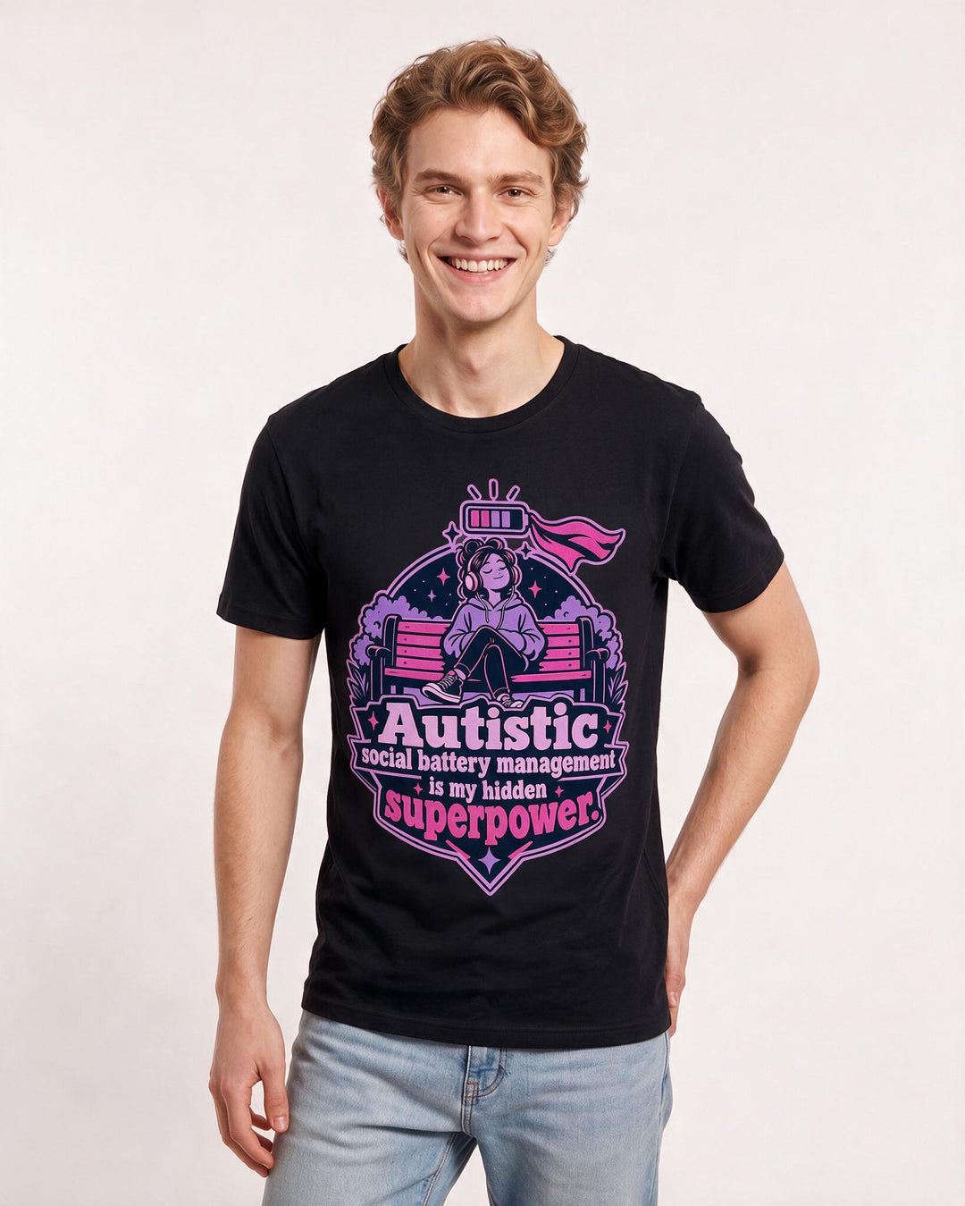 Neurodiversity Black T-Shirt for Men – Everyday Expression Graphic Tee product image 1