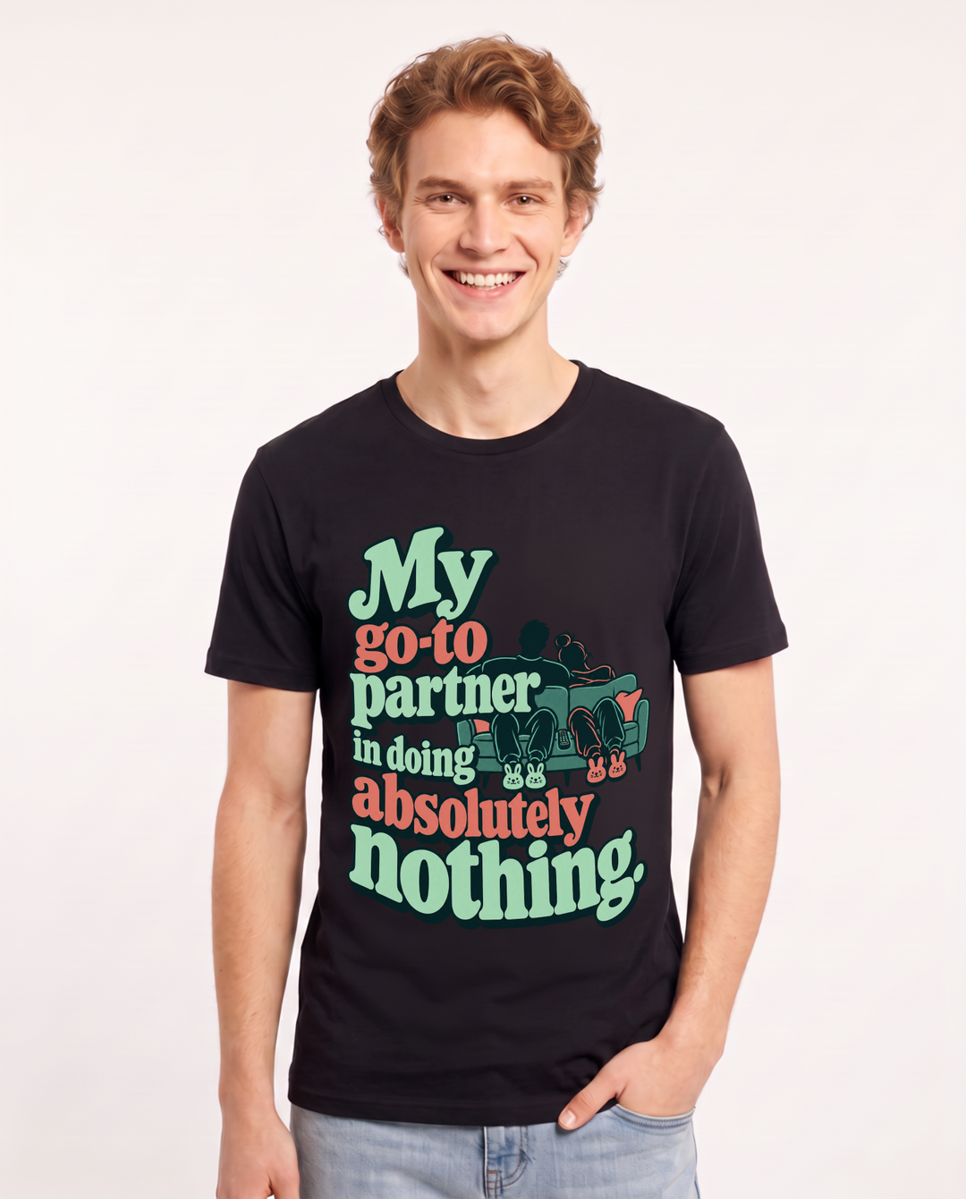 Couples Black T-Shirt for Men – Everyday Expression Graphic Tee product image 3