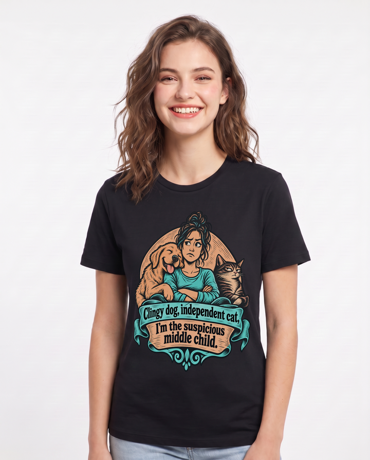 Cat Lover Black T-Shirt for Women – Everyday Expression Graphic Tee product image 3