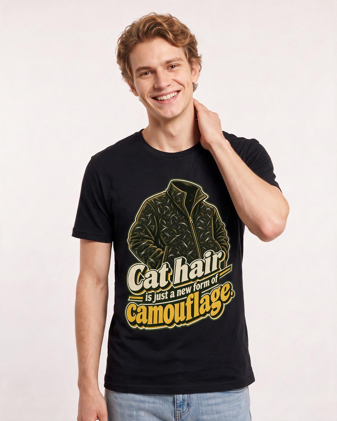 Cat Lover Black T-Shirt for Men – Everyday Expression Graphic Tee product image 1