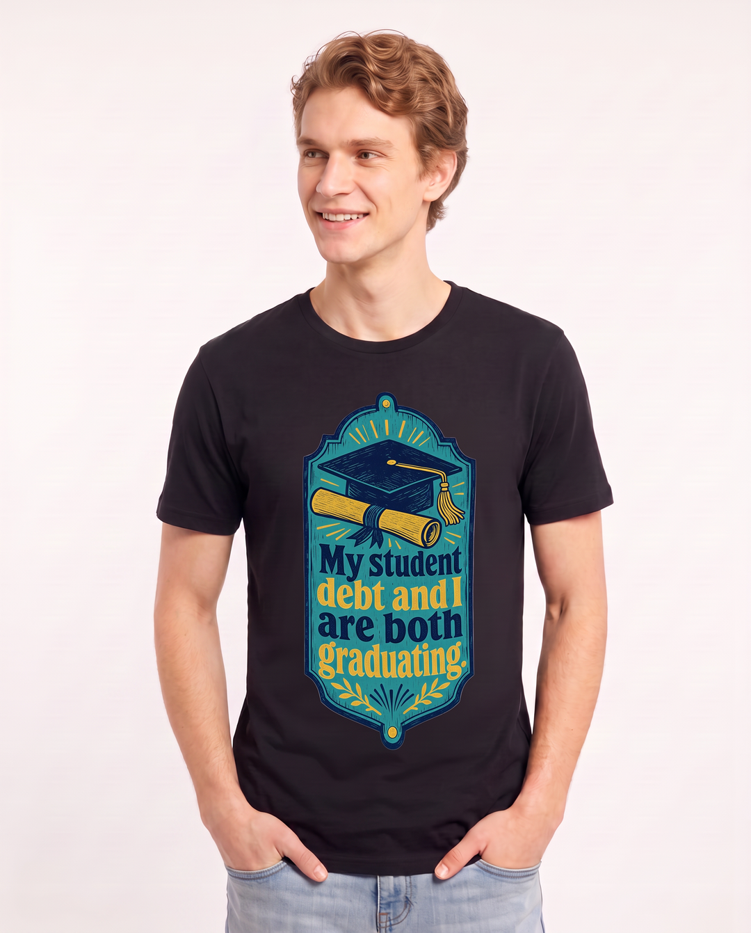 Graduation Gift Men's Black T-Shirt - My student debt and I are both product image 3