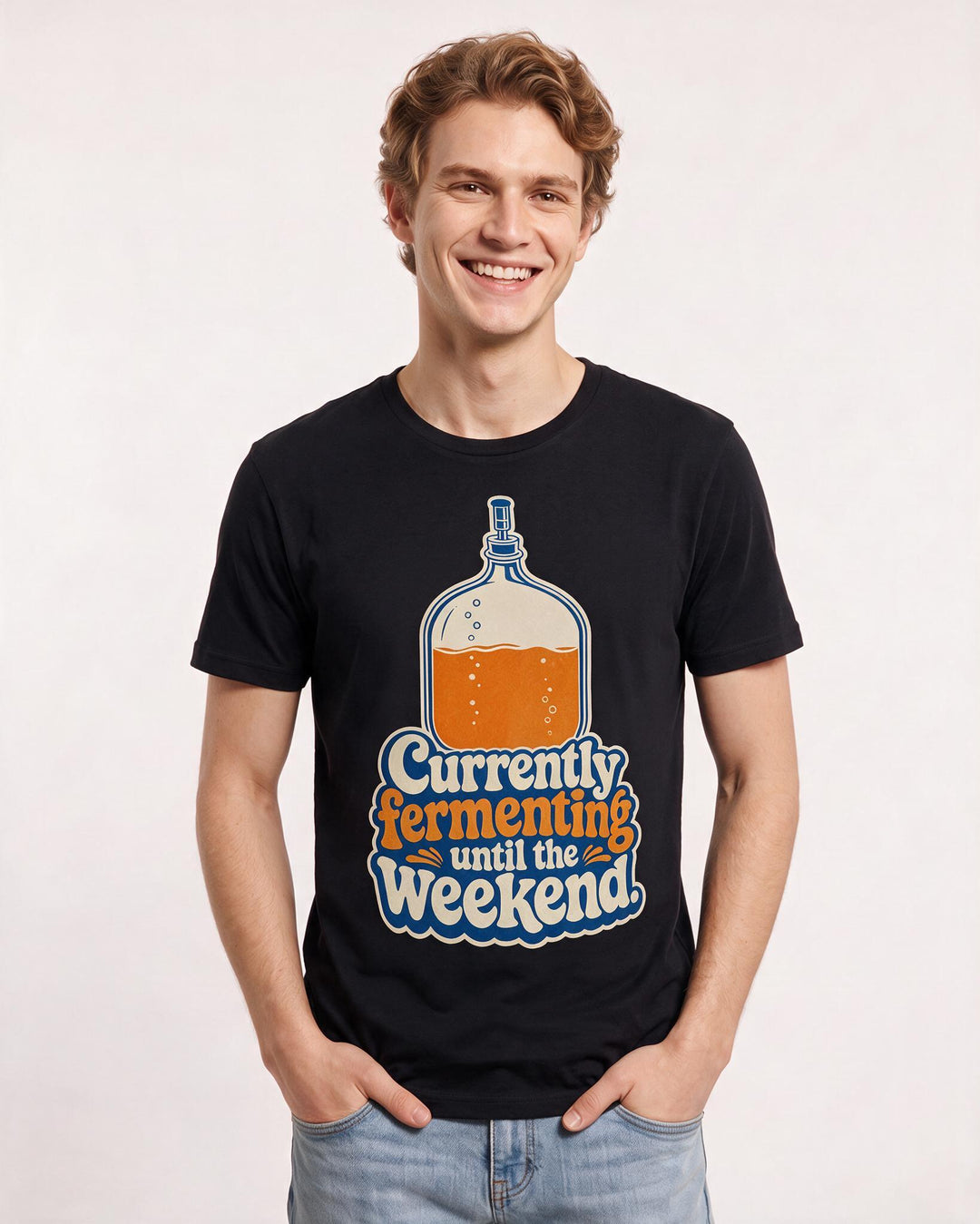 Beer Men's Black T-Shirt – Currently fermenting until the weekend. product image 3