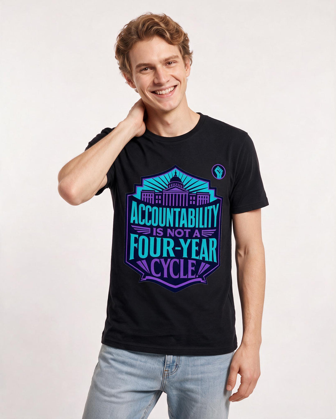 Graphic Men's Black T-Shirt - Accountability is not a four-year cycle. product image 3