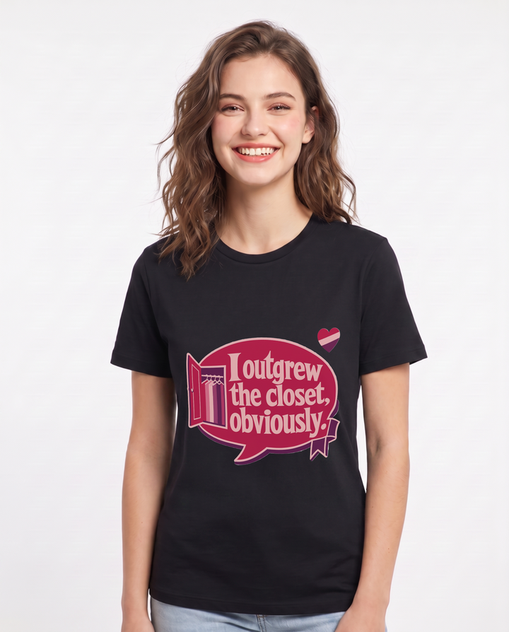 Graphic Women's Black T-Shirt - I outgrew the closet, obviously. product image 1