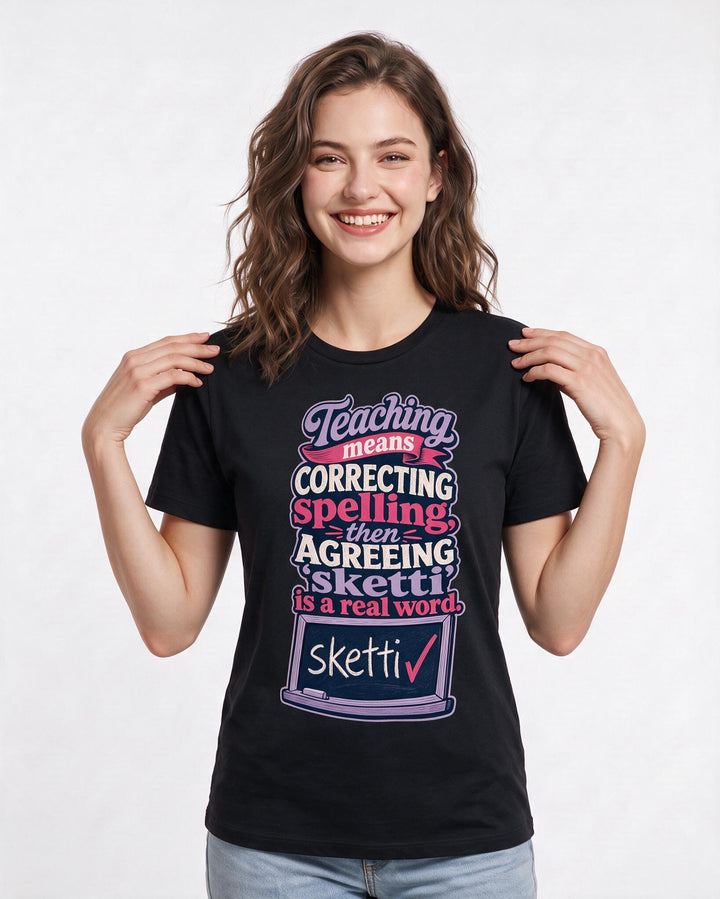 Teacher Black T-Shirt for Women – Everyday Expression Graphic Tee product image 3