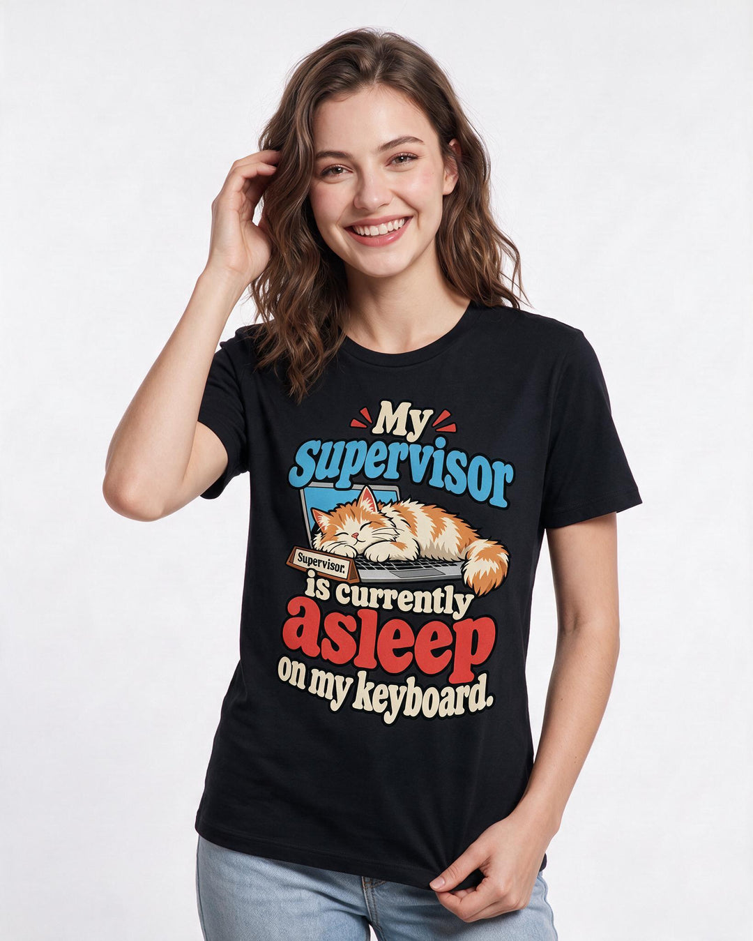 Cat Lover Black T-Shirt for Women – Everyday Expression Graphic Tee product image 1