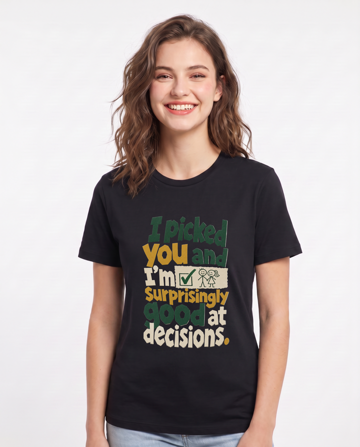 Couples Black T-Shirt for Women – Everyday Expression Graphic Tee product image 3
