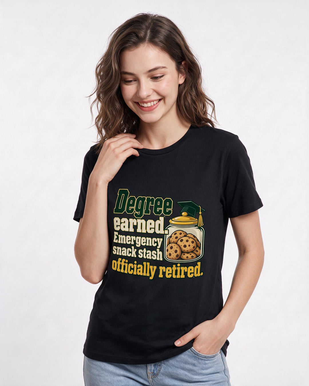 Graduation Black T-Shirt for Women – Everyday Expression Graphic Tee product image 1