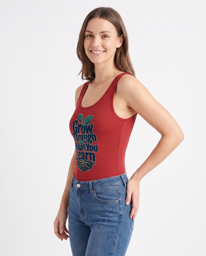 Grow Through What You Learn Sleeveless Tank Bodysuit mockup 2