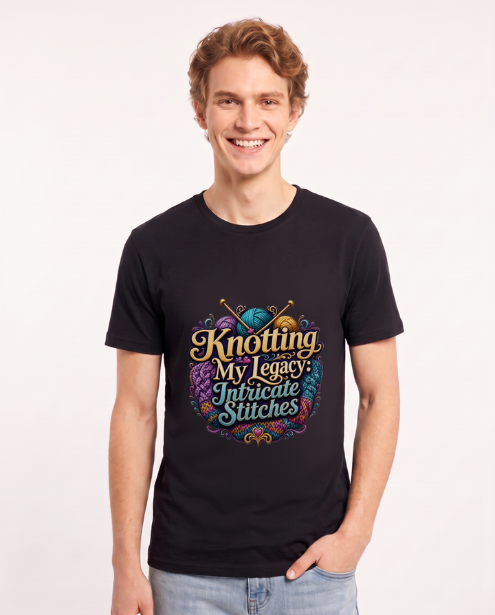 Knotting My Legacy: Intricate Stitches Men's Black T-Shirt product image 2
