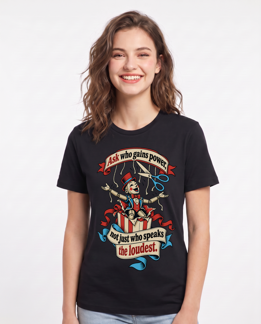 Political Statement Black T-Shirt for Women – Everyday Expression Graphic Tee product image 3