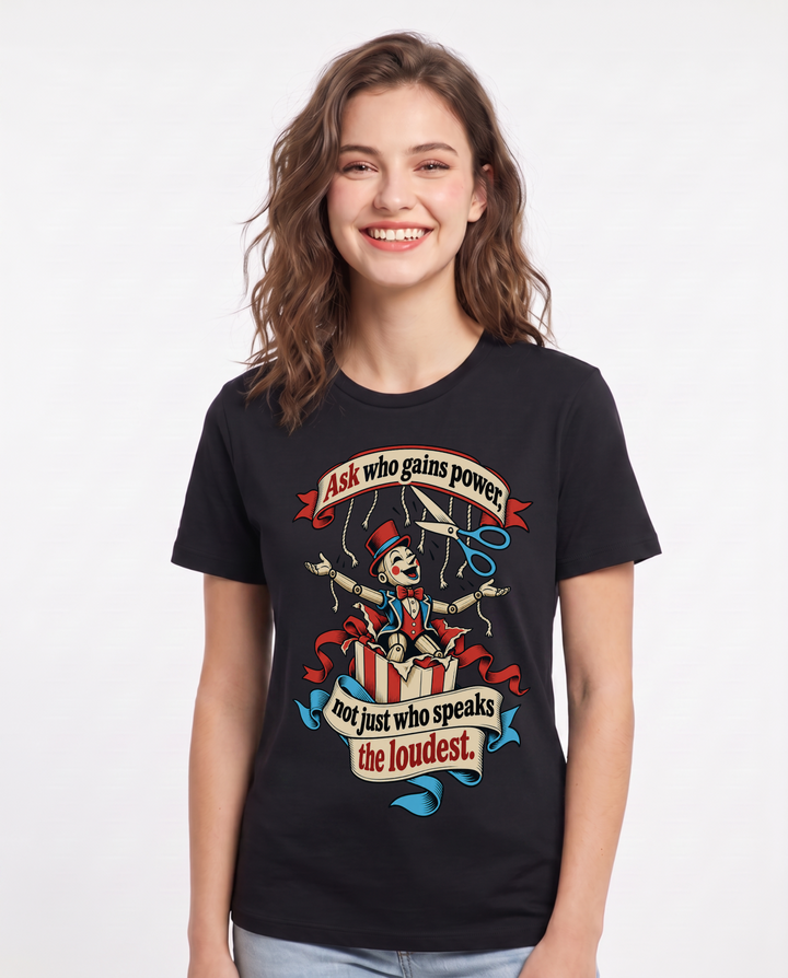 Political Statement Black T-Shirt for Women – Everyday Expression Graphic Tee product image 3