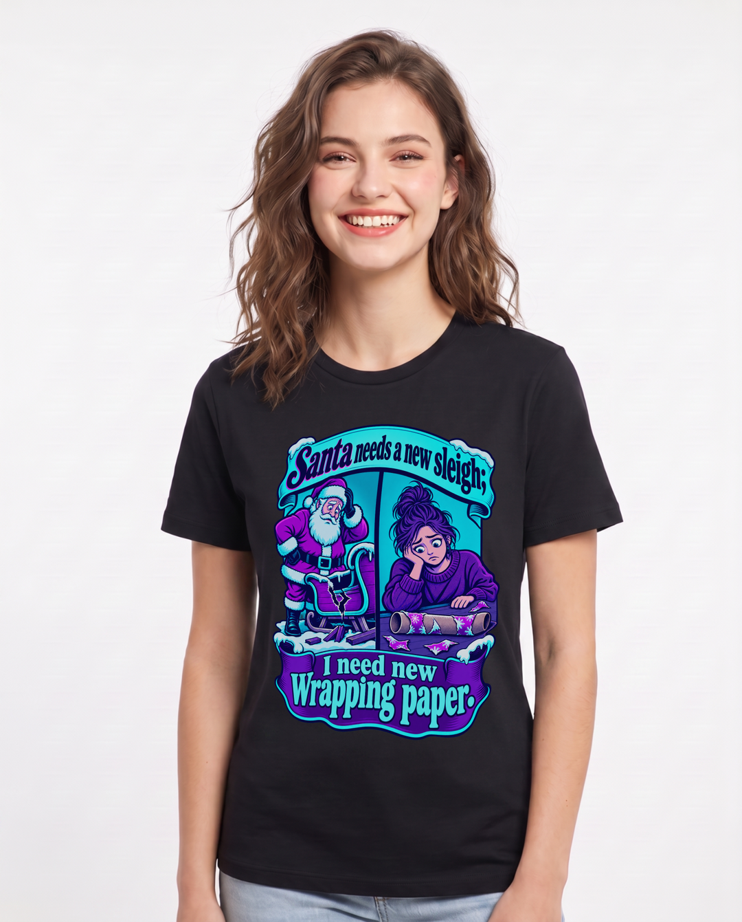 Christmas Black T-Shirt for Women – Holiday Theme Graphic Tee product image 3