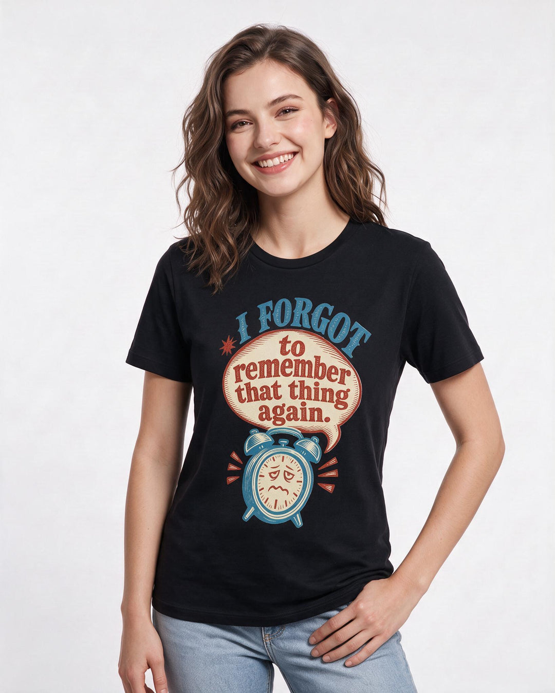 Graphic Women's Black T-Shirt - I forgot to remember that thing again. product image 3