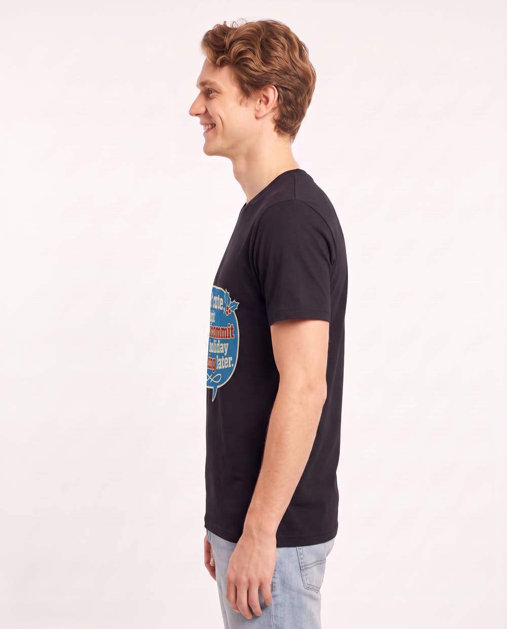 Christmas Men's Black T-Shirt - Felt cute, might overcommit on holiday product image 2
