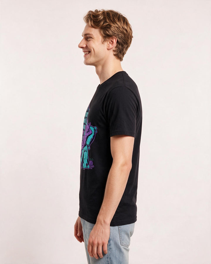 Graphic Men's Black T-Shirt - My spirit animal is a cat who has never product image 2