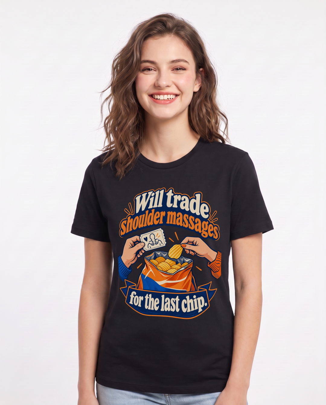 Couples Black T-Shirt for Women – Everyday Expression Graphic Tee product image 3