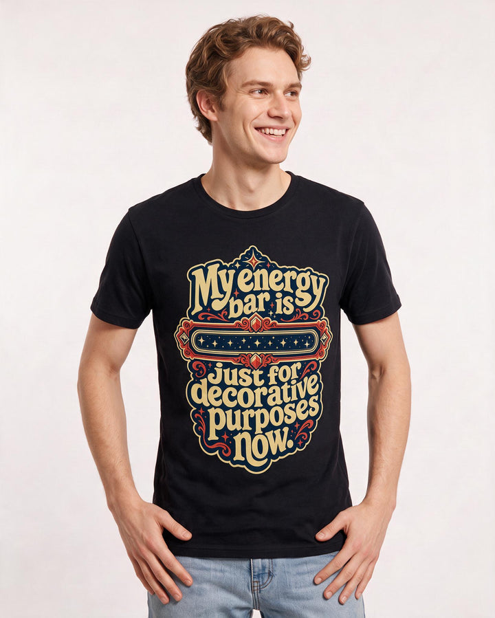 Funny Gaming Men's Black T-Shirt – My energy bar is just for decorative product image 3