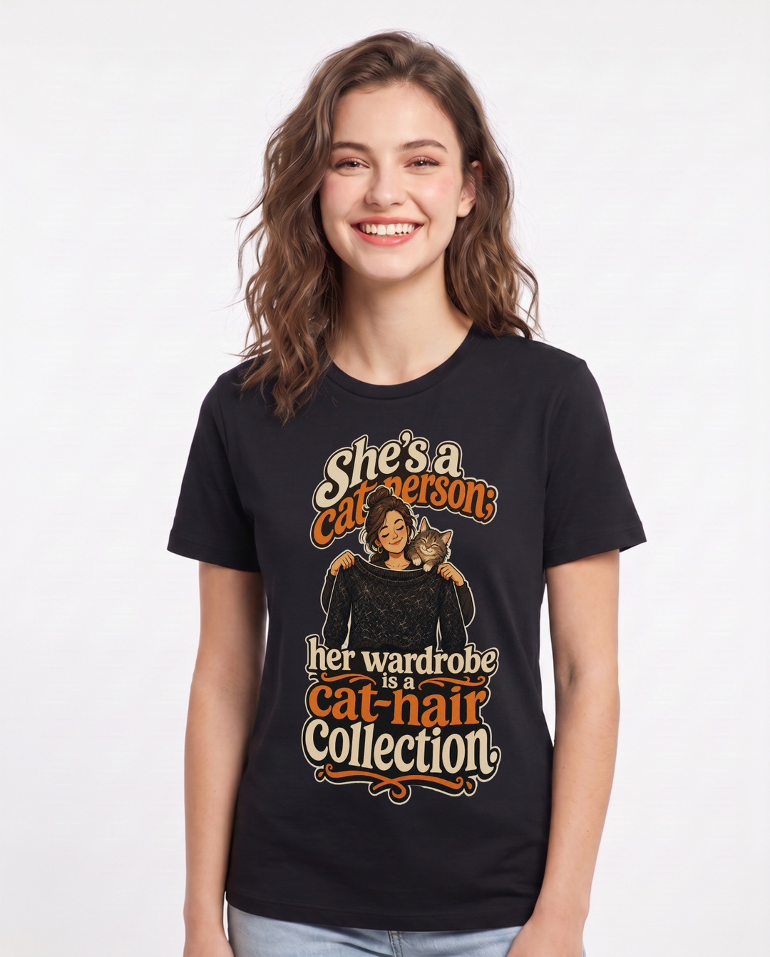 Cat Lover Black T-Shirt for Women – Everyday Expression Graphic Tee product image 3