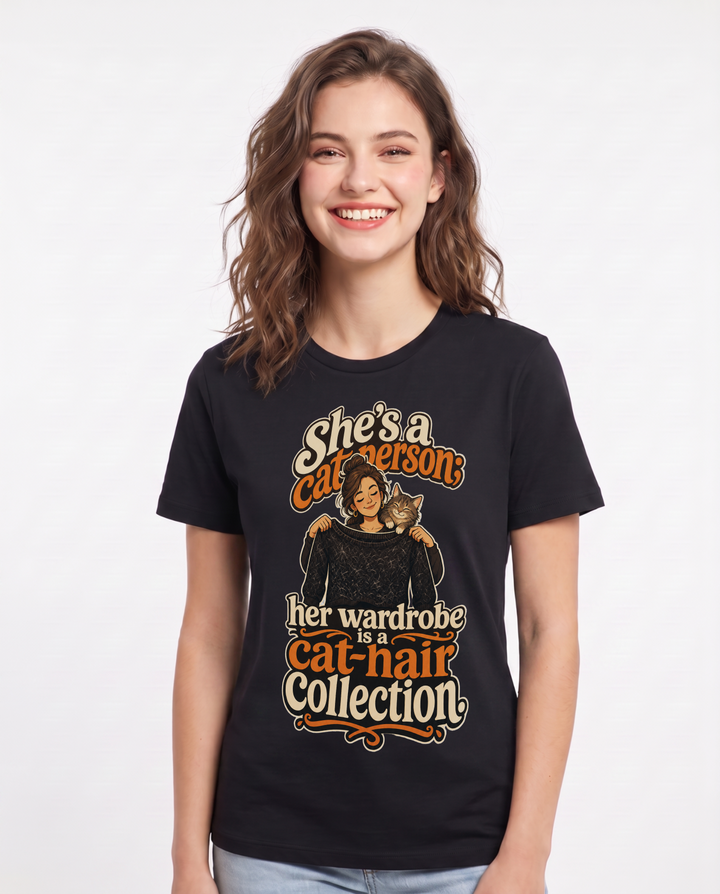 Cat Lover Black T-Shirt for Women – Everyday Expression Graphic Tee product image 3