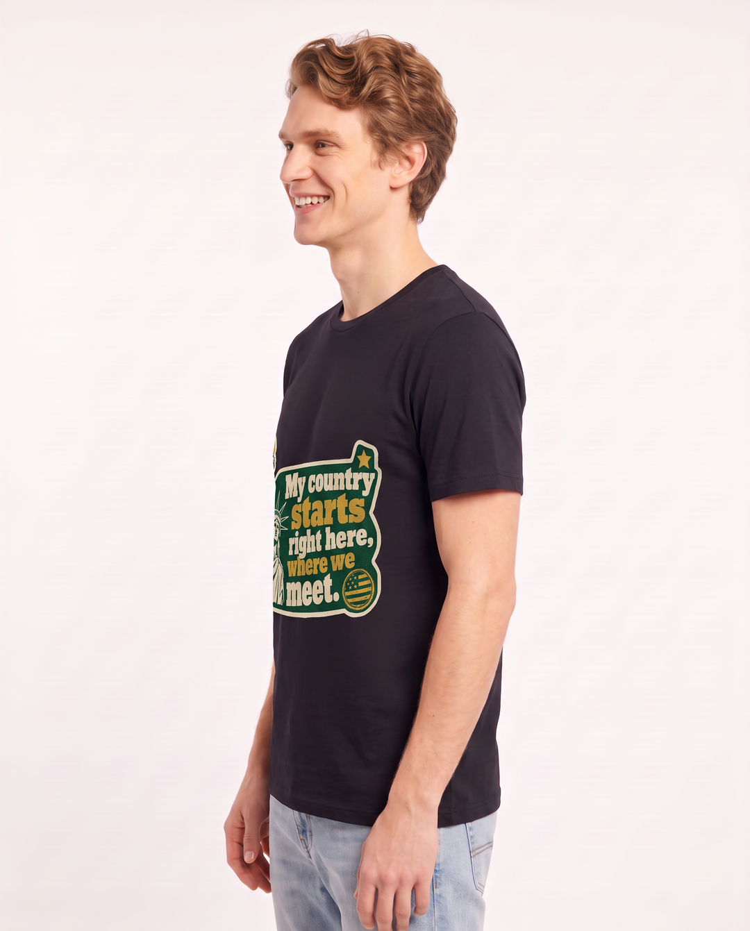 Graphic Men's Black T-Shirt - My country starts right here, where we product image 2
