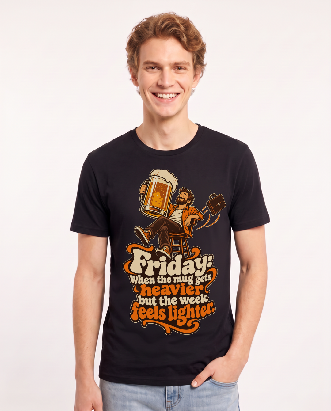 Beer Black T-Shirt for Men – Everyday Expression Graphic Tee product image 3