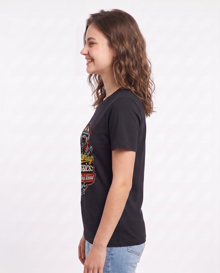 Restoring Classics: Garage Days Ahead Women's Black T-Shirt product image 3