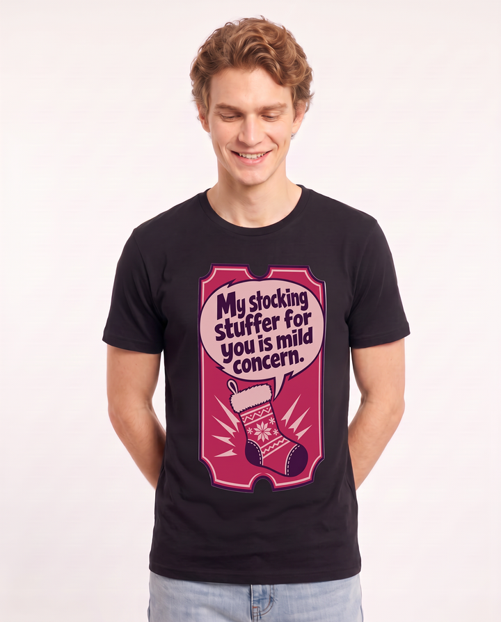 Christmas Men's Black T-Shirt - My stocking stuffer for you is mild product image 3