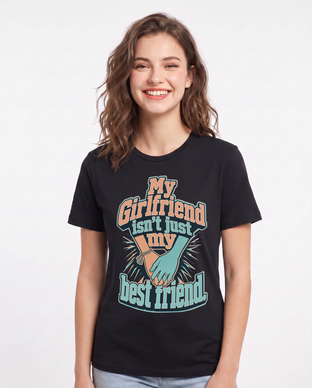 Pride Women's Black T-Shirt – My girlfriend isn't just my best friend. product image 1