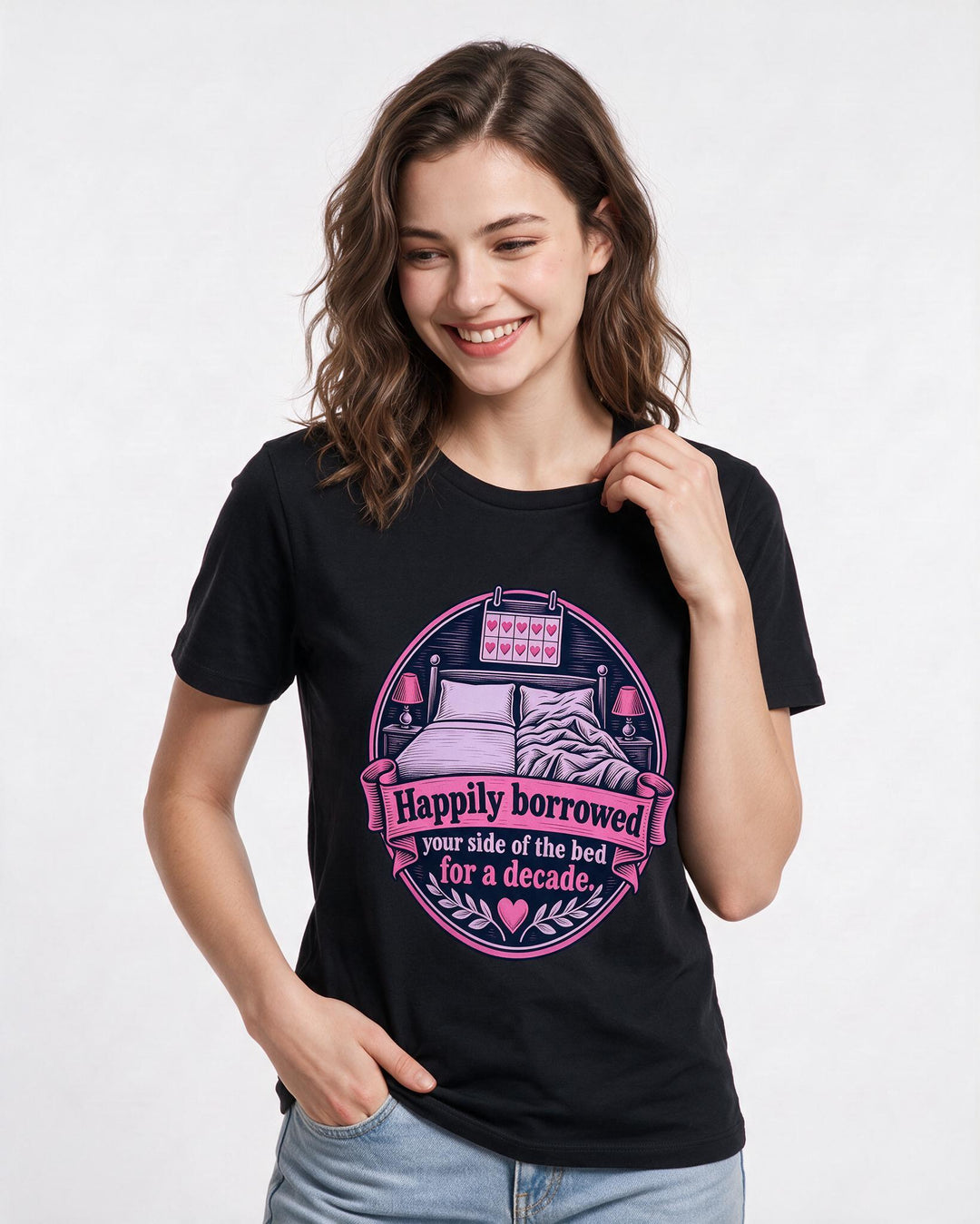Couples Black T-Shirt for Women – Everyday Expression Graphic Tee product image 1