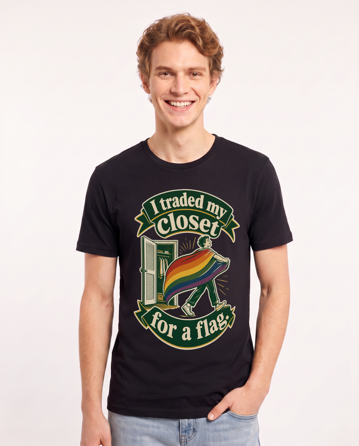 Pride Men's Black T-Shirt – I traded my closet for a flag. product image 1