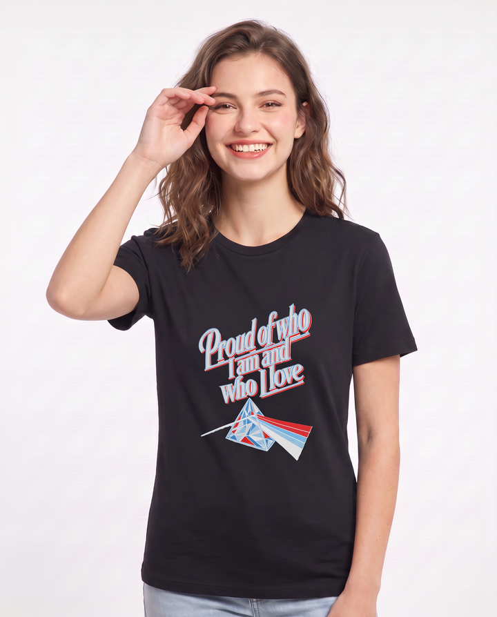 Proud of who I am and who I love - Women's Black T-Shirt product image 1