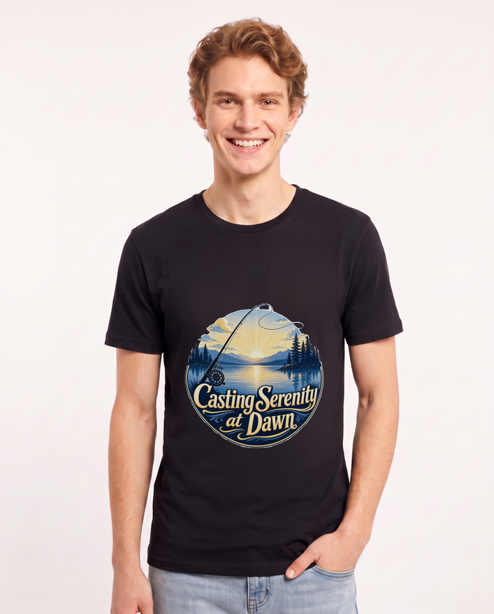 Casting Serenity at Dawn Men's Black T-Shirt product image 2