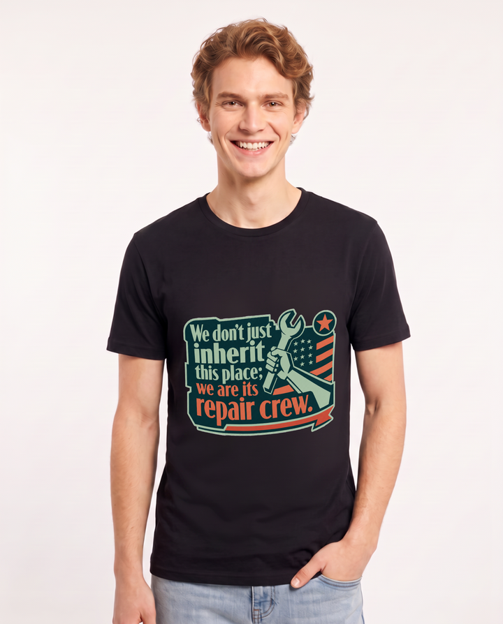 Graphic Men's Black T-Shirt - We don't just inherit this place; we are product image 1