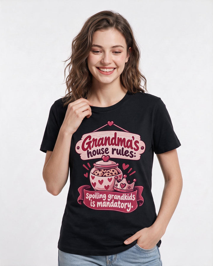 Grandparent Black T-Shirt for Women – Everyday Expression Graphic Tee product image 1