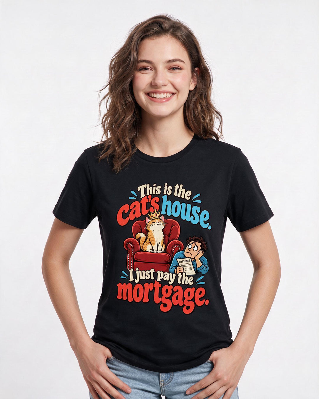 Cat Lover Black T-Shirt for Women – Everyday Expression Graphic Tee product image 1