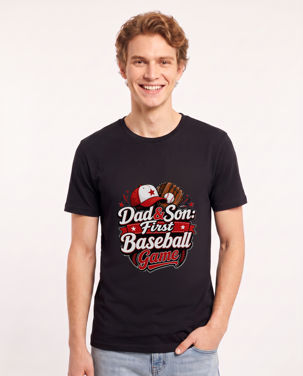 Dad & Son: First Baseball Game Men's Black T-Shirt product image 2