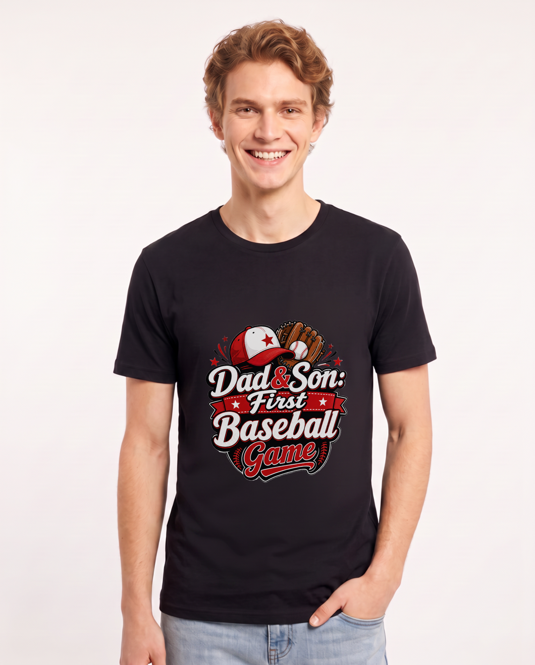 Dad & Son: First Baseball Game Men's Black T-Shirt product image 2