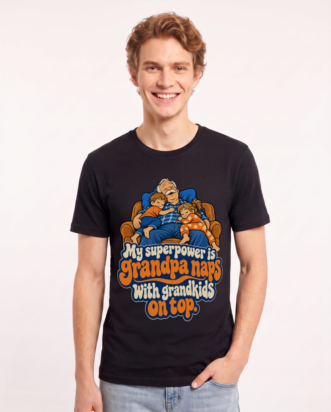Grandparent Black T-Shirt for Men – Everyday Expression Graphic Tee product image 3