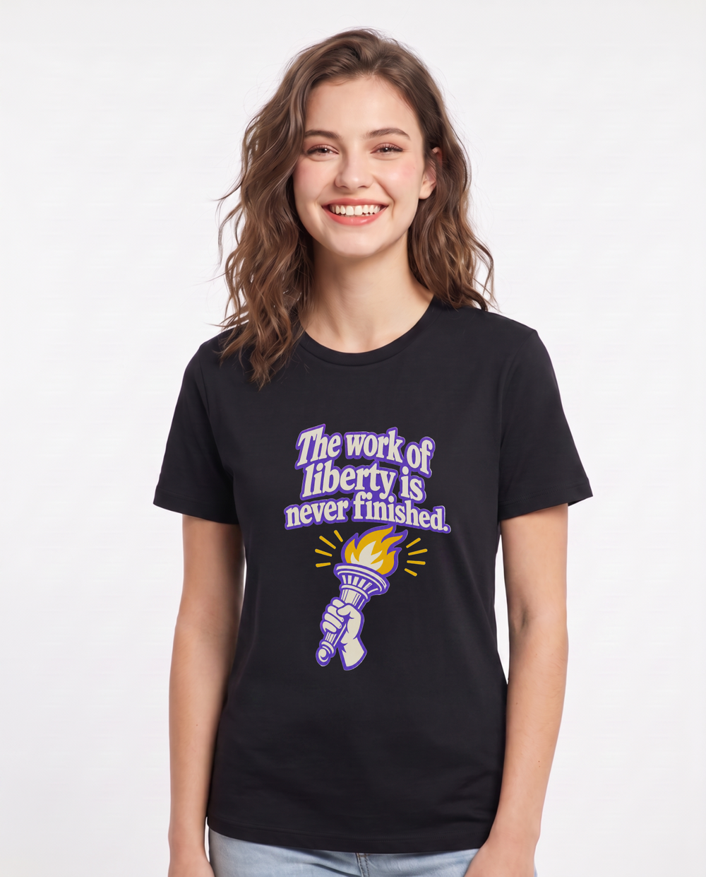 The work of liberty is never finished. - Women's Black T-Shirt product image 2