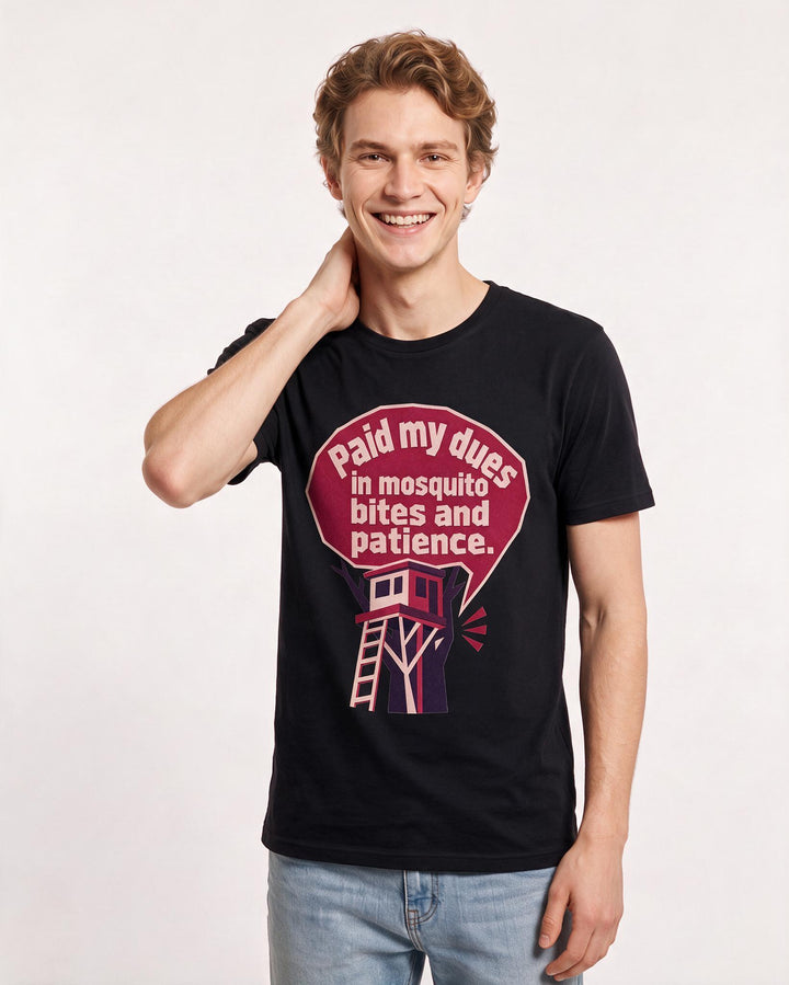 Hunting Men's Black T-Shirt - Paid my dues in mosquito bites and product image 3