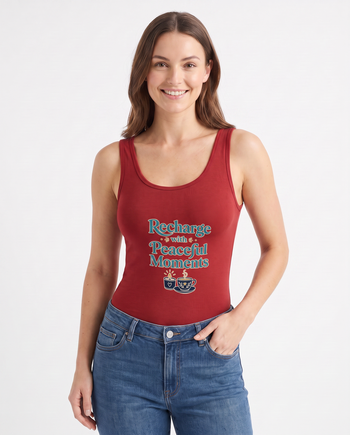 Recharge With Peaceful Moments Sleeveless Tank Bodysuit mockup 3