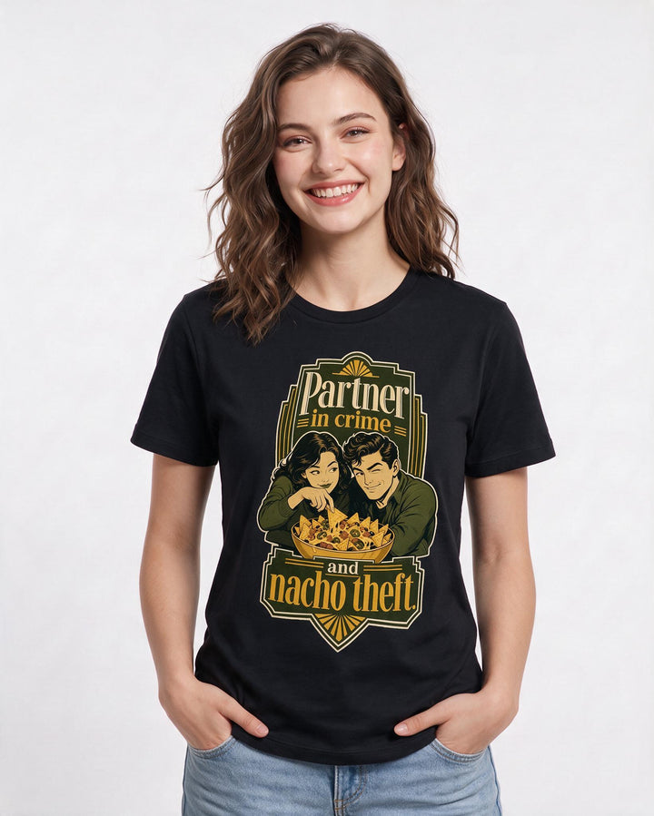 Couples Black T-Shirt for Women – Everyday Expression Graphic Tee product image 3