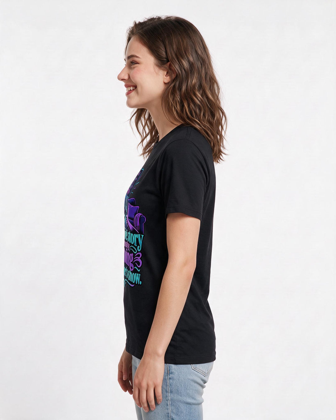 Couples Black T-Shirt for Women – Everyday Expression Graphic Tee product image 2