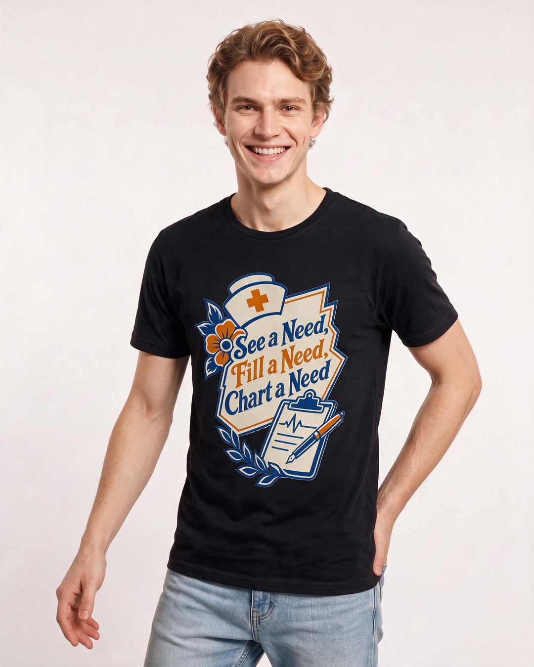 Nurse Gift Men's Black T-Shirt - See a Need, Fill a Need, Chart a Need product image 3