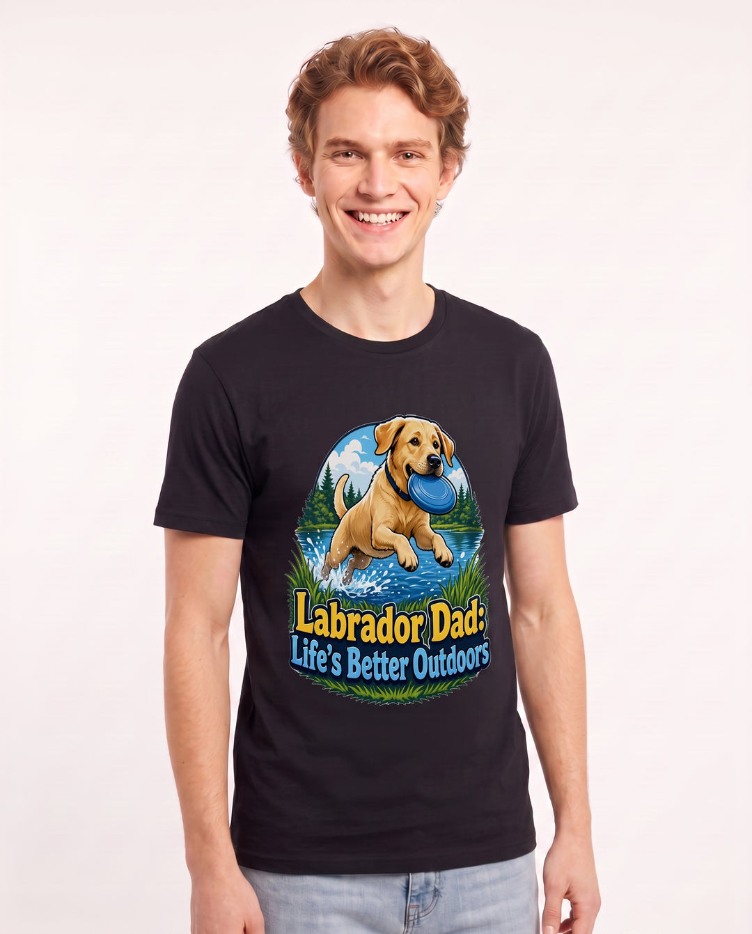Labrador Dad: Life's Better Outdoors Men's Black T-Shirt product image 3