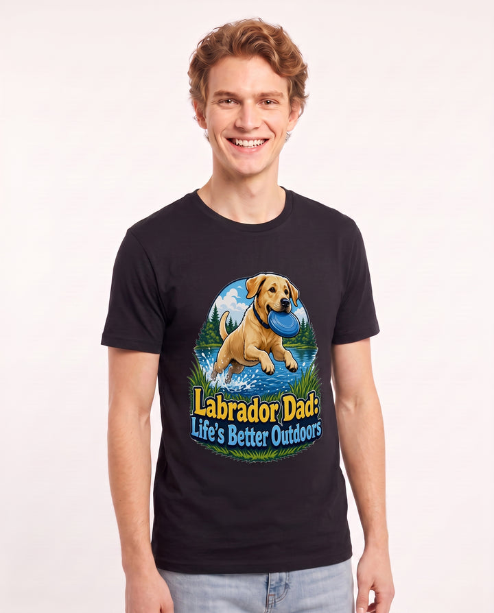 Labrador Dad: Life's Better Outdoors Men's Black T-Shirt product image 3